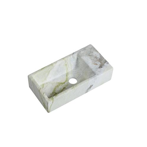 Fontein Mia 40.5x20x10.5cm marmerlook wit groen rechts, Doe-het-zelf en Verbouw, Sanitair, Verzenden