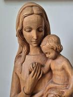 Figuur - Madonna mit Kind – Handgeschnitzte Holzskulptur -, Antiek en Kunst