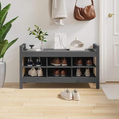 vidaXL Halbankje 110x40x60 cm massief grenenhout grijs, Huis en Inrichting, Banken | Voetenbanken en Poefen, Nieuw, Verzenden