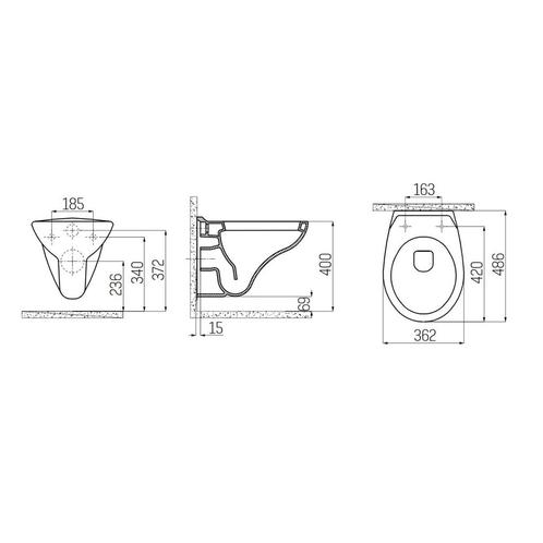 Wandcloset Boss & Wessing Hugo Met Bidet Keramiek Wit (excl, Doe-het-zelf en Verbouw, Sanitair, Ophalen of Verzenden