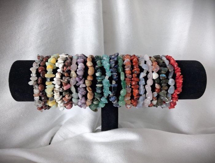 Armbanden gemaakt van natuurlijke onregelmatige stenen (20)., Verzamelen, Mineralen en Fossielen