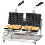 Wafelijzer | RVS | Dubbel | Draaibaar | 3.6kW | Bakplaat 6x4, Verzenden, Nieuw in verpakking