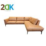 2DK Hoekbank - Tulp - rechts - leer Colorado cognac, Huis en Inrichting, Banken | Bankstellen, Ophalen of Verzenden, Nieuw, Rechte bank