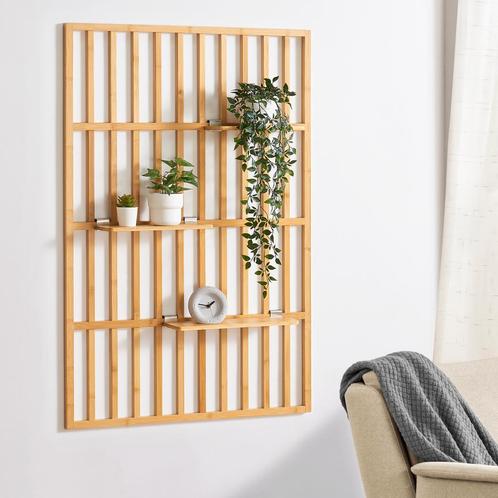Wandrek Røst met 3 planken 120x80x13 cm bamboe naturel [en.c, Huis en Inrichting, Woonaccessoires | Wandplanken en Boekenplanken