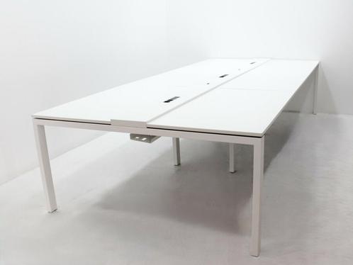 Vergader-projecttafel Gispen - 340x120cm (bxd) - wit -, Huis en Inrichting, Tafels | Eettafels, Gebruikt, Ophalen of Verzenden