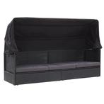 vidaXL Loungebank met luifel poly rattan zwart, Verzenden, Nieuw
