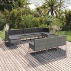 vidaXL 10-delige Loungeset met kussens poly rattan grijs, Tuin en Terras, Verzenden, Nieuw, Rotan, Loungeset