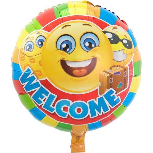 Helium Ballon Emoticon Welcome 43cm leeg, Hobby en Vrije tijd, Feestartikelen, Nieuw, Verzenden