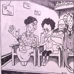 Spotprent met moeder en zoon in de bioscoop (lijst optie), Antiek en Kunst, Verzenden