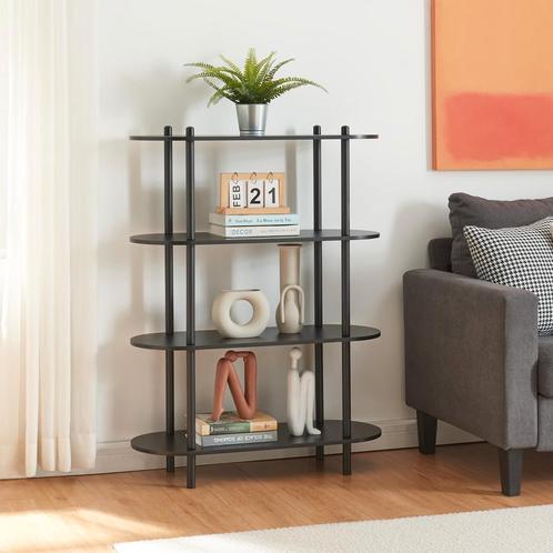 Boekenkast Øvre open kast 108x80x30 cm zwart [en.casa], Huis en Inrichting, Kasten | Boekenkasten, Nieuw, Verzenden