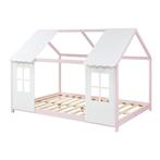 Kinderbed Tostedt huisbed grenen roze en wit 120x200 cm [en., Huis en Inrichting, Slaapkamer | Bedden, Verzenden, Nieuw