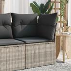 vidaXL Tuinhoekbank met kussens poly rattan lichtgrijs, Verzenden, Nieuw, Rotan