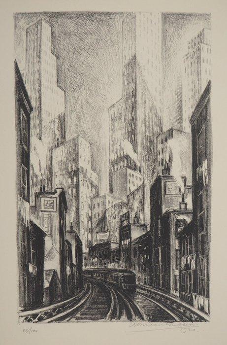 Adriaan Lubbers (1892-1954) - New York: Subway at Chatham, Antiek en Kunst, Antiek | Overige Antiek