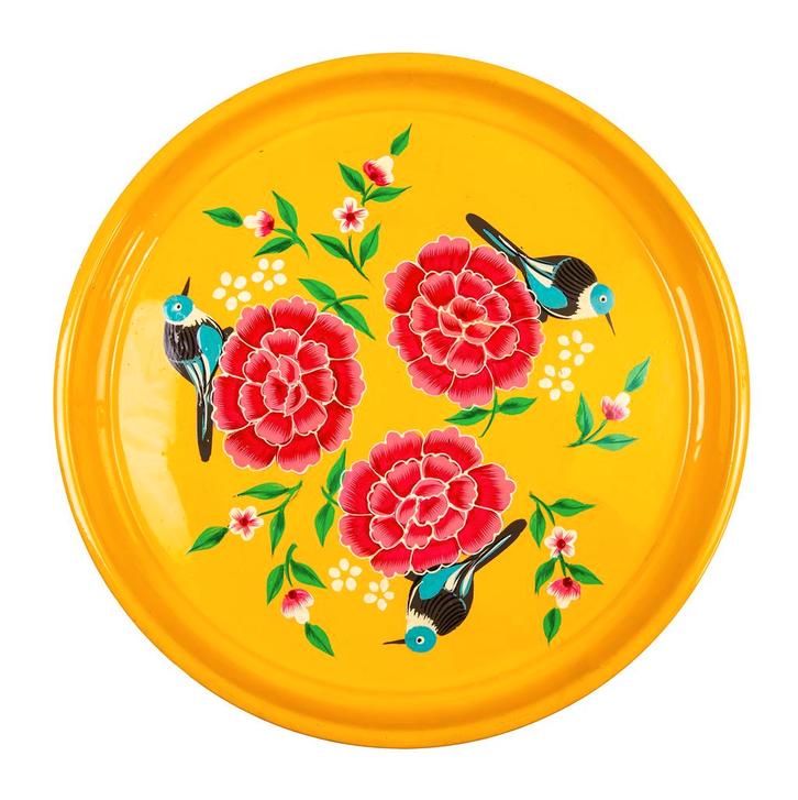 handbeschilderd dienblad India | roestvrijstalen bak, Huis en Inrichting, Keuken | Servies, Verzenden