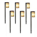 Set van 6 Aurora LED Solar Tuinlamp Zwart Tuinverlichting, Zonne-energie, Kunststof, Verzenden, Minder dan 50 watt