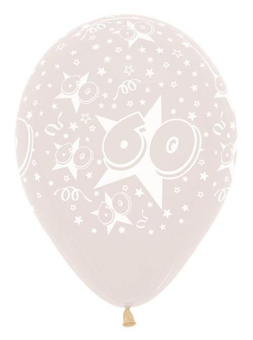 Ballonnen Number 60 Stars Crystal Clear 30cm 25st, Hobby en Vrije tijd, Feestartikelen, Nieuw, Verzenden