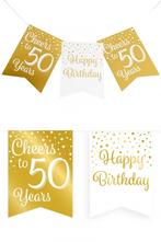 Verjaardagsslinger Vaandel 50 Jaar Goud/Wit (6m), Hobby en Vrije tijd, Feestartikelen, Ophalen of Verzenden, Nieuw