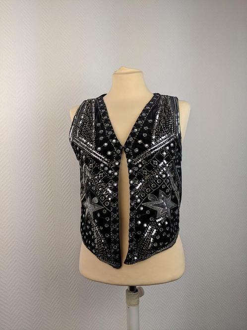 Vintage black sequined vest, Kleding | Dames, Tops, Nieuw, Verzenden