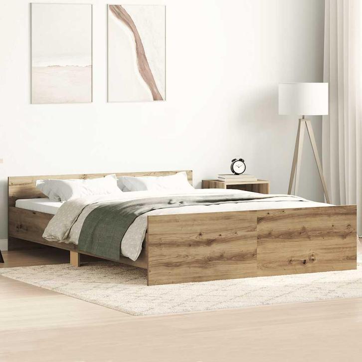 vidaXL Bedframe zonder matras spaanplaat artisanaal, Huis en Inrichting, Slaapkamer | Bedden, Bruin, Nieuw, Hout, Tweepersoons