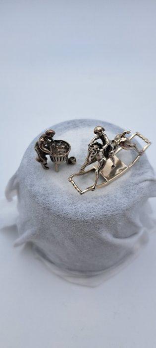 schoonhoven - C.A.STOUT - Miniatuur figuur - Hobbelpaard en, Antiek en Kunst, Antiek | Goud en Zilver