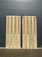 Vintage dubbele schuifdeuren, inclusief rail en hangsysteem., Nieuw, Hout, Inclusief glas