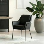 Set van 6 Leren eetkamerstoelen Mix - Toledo Nero (zwart) -, Huis en Inrichting, Stoelen, Ophalen of Verzenden, Nieuw, Leer
