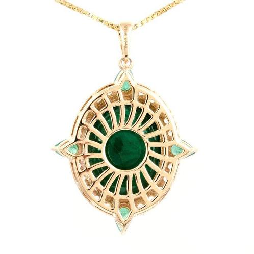 Hanger - 14 karaat Geel goud - 11.58ct. tw. Smaragd -, Sieraden, Tassen en Uiterlijk, Antieke sieraden