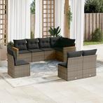 vidaXL 8-delige Loungeset met kussens poly rattan grijs, Verzenden, Nieuw, Rotan, Loungeset