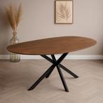 Mangohouten Eettafel Organisch Aislinn 220x110 cm Walnoot, Huis en Inrichting, Tafels | Eettafels, Verzenden, Nieuw, Industriële meubels