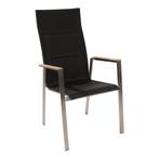 Stapelstoel hoge rug Marmaris RVS - zwart, Huis en Inrichting, Stoelen, Ophalen of Verzenden, Nieuw, Zwart