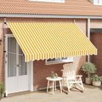 vidaXL Luifel handmatig uittrekbaar 350 cm oranje en witte, Tuin en Terras, Zonneschermen, Verzenden, Nieuw