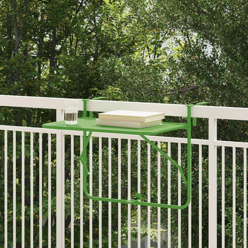 vidaXL Balkontafel hangend inklapbaar 60x40 cm staal groen, Tuin en Terras, Tuintafels, Nieuw, Metaal, Verzenden