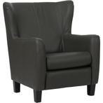 Leren fauteuil Hug - Toledo Antracite (donkergrijs) - Poten, Nieuw, Ophalen of Verzenden, 75 tot 100 cm, Eigentijds, Klassiek, Retro, Romantisch