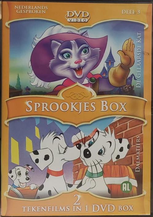 Sprookjes box 3 de gelaarsde kat and de dalmatiërs (dvd, Cd's en Dvd's, Dvd's | Actie, Zo goed als nieuw, Ophalen of Verzenden