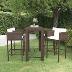 vidaXL 5-delige Tuinbarset met kussens poly rattan bruin, Verzenden, Nieuw, Rotan