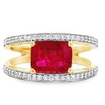 Ring - 14 karaat Geel goud - 2.01ct. tw. Robijn - Diamant, Sieraden, Tassen en Uiterlijk, Ringen, Nieuw