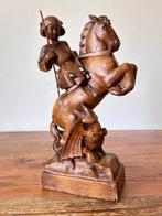 sculptuur, St Joris en de draak - 32 cm - Gips