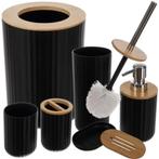 Ruhhy Badkameraccessoires Set - 6-delig - Zwart en Bamboe..., Ophalen of Verzenden, Nieuw