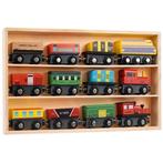 Houten speelgoed trein 12-delig in mooie organizer 33 x 20 x, Kinderen en Baby's, Speelgoed | Racebanen, Ophalen of Verzenden