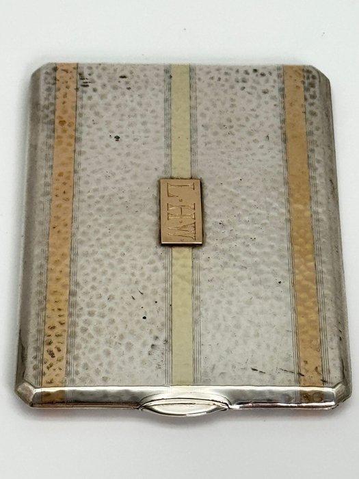 Sigarettendoos - .925 zilver, oro 14k - Zilveren en gouden, Antiek en Kunst, Antiek | Goud en Zilver