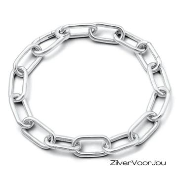 925 zilveren grove schakel armband met twee connectors beschikbaar voor biedingen