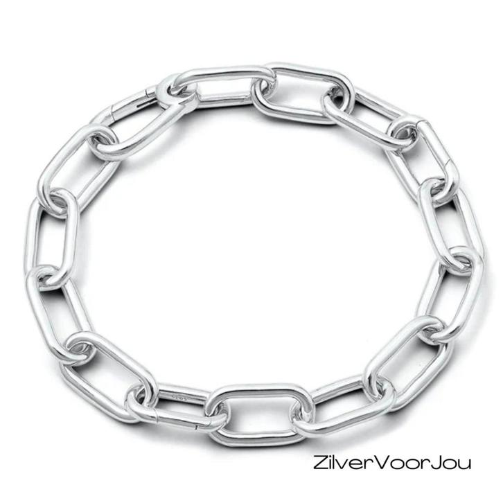 925 zilveren grove schakel armband met twee connectors, Sieraden, Tassen en Uiterlijk, Armbanden, Nieuw, Verzenden