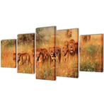 vidaXL Canvas muurdruk set leeuw 100 x 50 cm, Huis en Inrichting, Woonaccessoires | Schilderijen, Tekeningen en Foto's, Verzenden