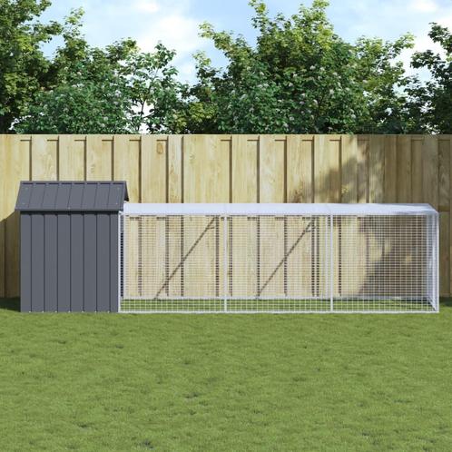 vidaXL Kippenhok met ren 117x405x123 cm gegalvaniseerd staal, Dieren en Toebehoren, Knaagdieren en Konijnen | Hokken en Kooien