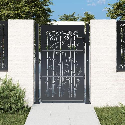 vidaXL Poort met bamboe-ontwerp 105x155 cm staal, Tuin en Terras, Tuinpoorten, Nieuw, Verzenden