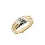 Bicolor gouden fantasie ring met diamant | 0,21 ct., Goud, Gebruikt, Verzenden, Overige kleuren
