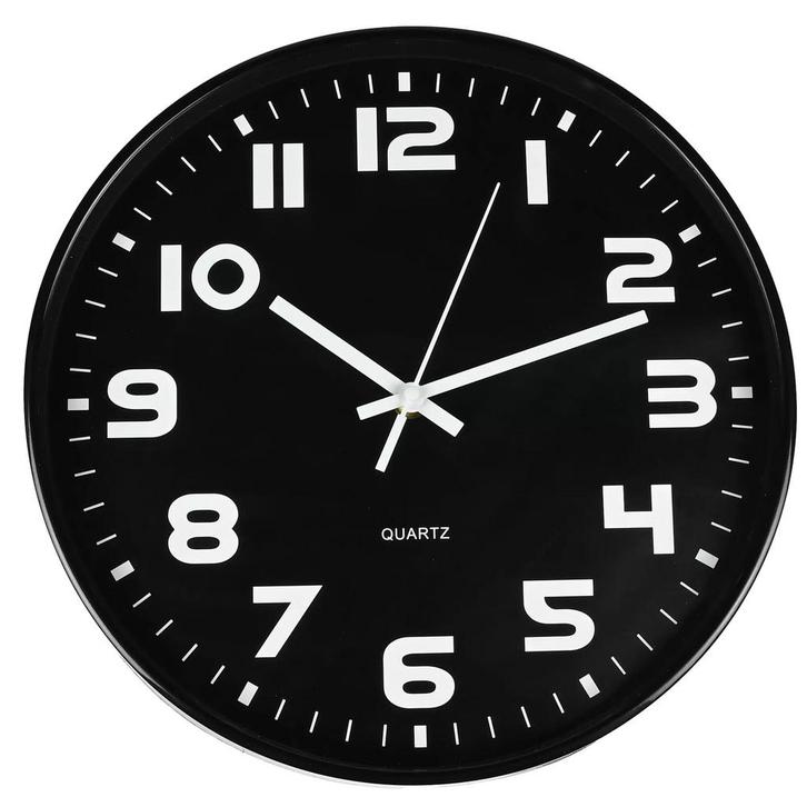 Benson Strakke zwarte wandklok - modern design - Ø30 cm -.., Huis en Inrichting, Woonaccessoires | Klokken, Nieuw, Ophalen of Verzenden