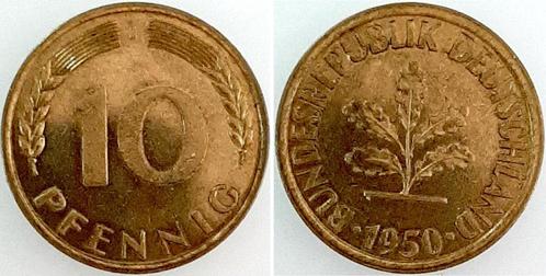 1950j Duitsland 10 Pfennig 1950 J Polierte Platte J383, Postzegels en Munten, Munten | Europa | Niet-Euromunten, Verzenden