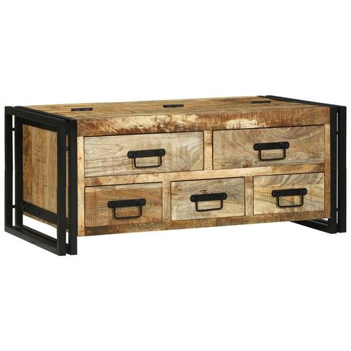 vidaXL Salontafel 90x50x38 cm van Massief Ruw Mango Hout, Huis en Inrichting, Tafels | Salontafels, 50 tot 100 cm, Nieuw, Overige houtsoorten