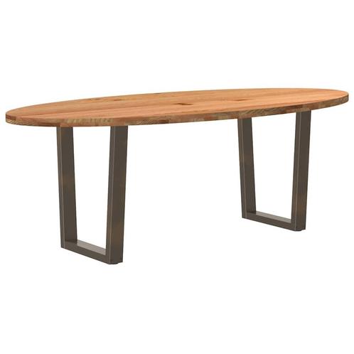 vidaXL Eettafel 220x100x74 cm ovaal massief eikenhout, Huis en Inrichting, Tafels | Eettafels, Nieuw, Verzenden